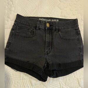American Eagle Outfitters Black Jean Shorts Frayed Hem
